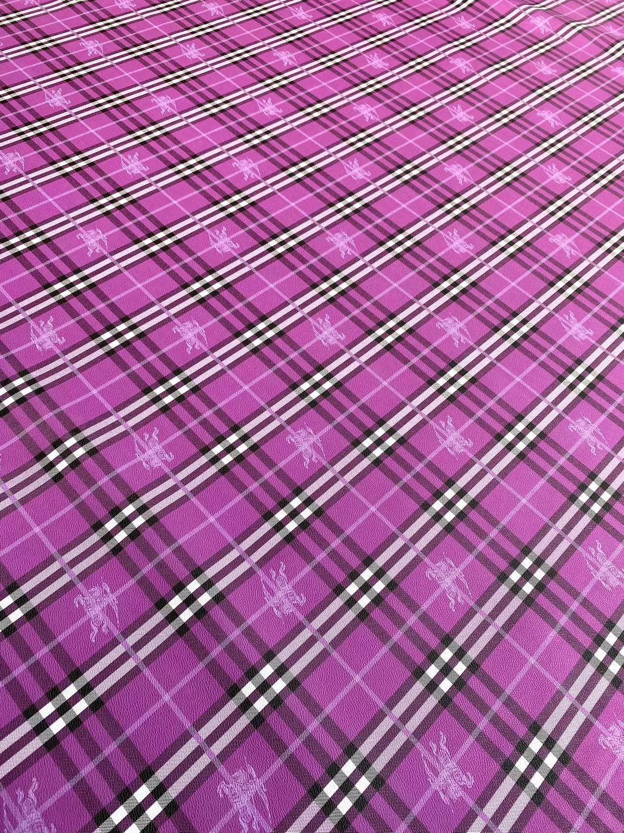 Purple Burberry Vinyl Faux Leather Designer Fabric for Car Headliner Custom Upholstery