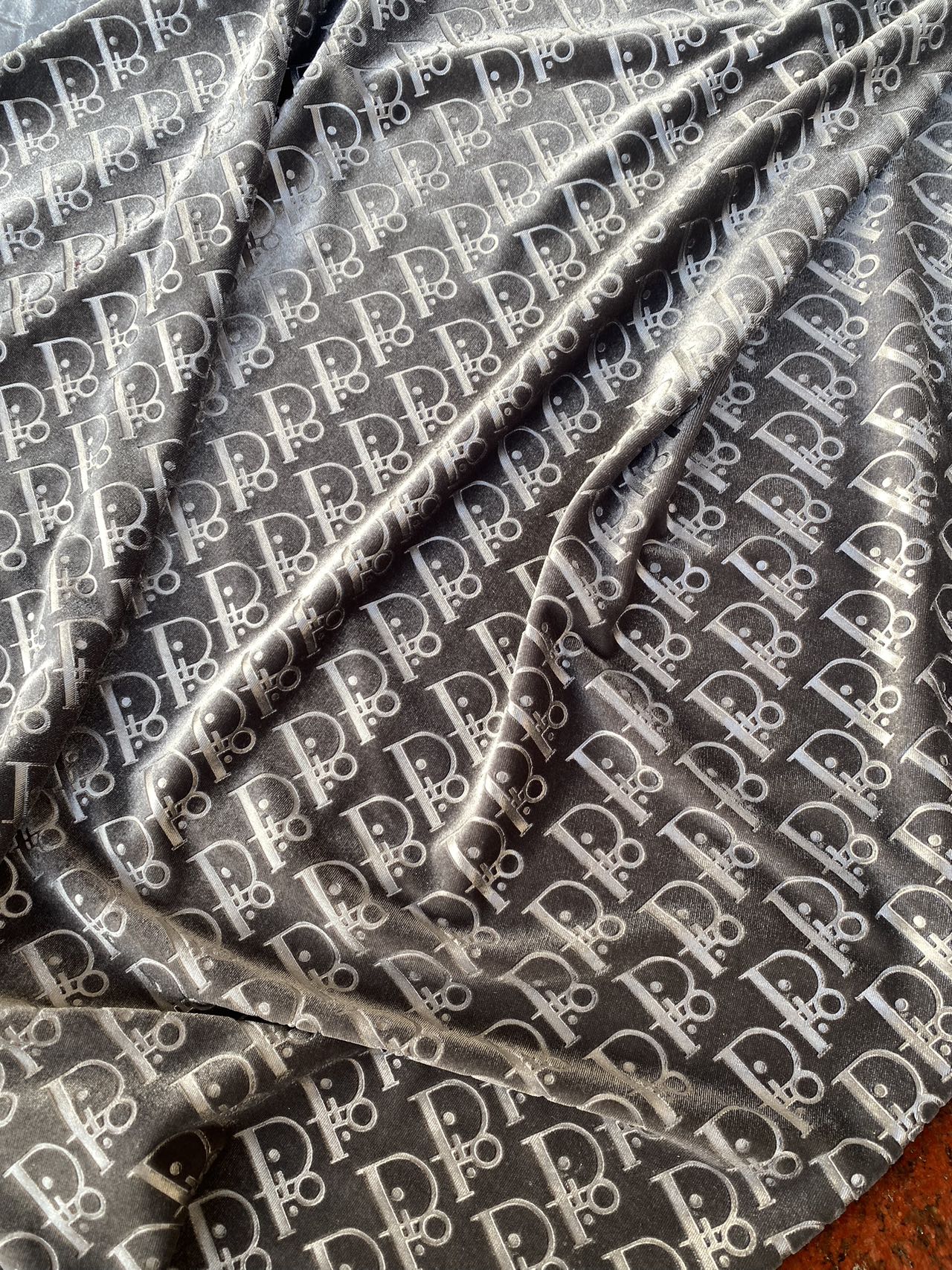 Grey Dior Velvet for Shoes Custom Sneakers Designer Fabric by the Yard