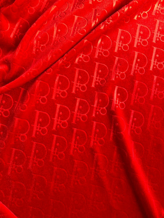 Red Dior Velvet for Shoes Custom Sneakers Designer Fabric by the Yard