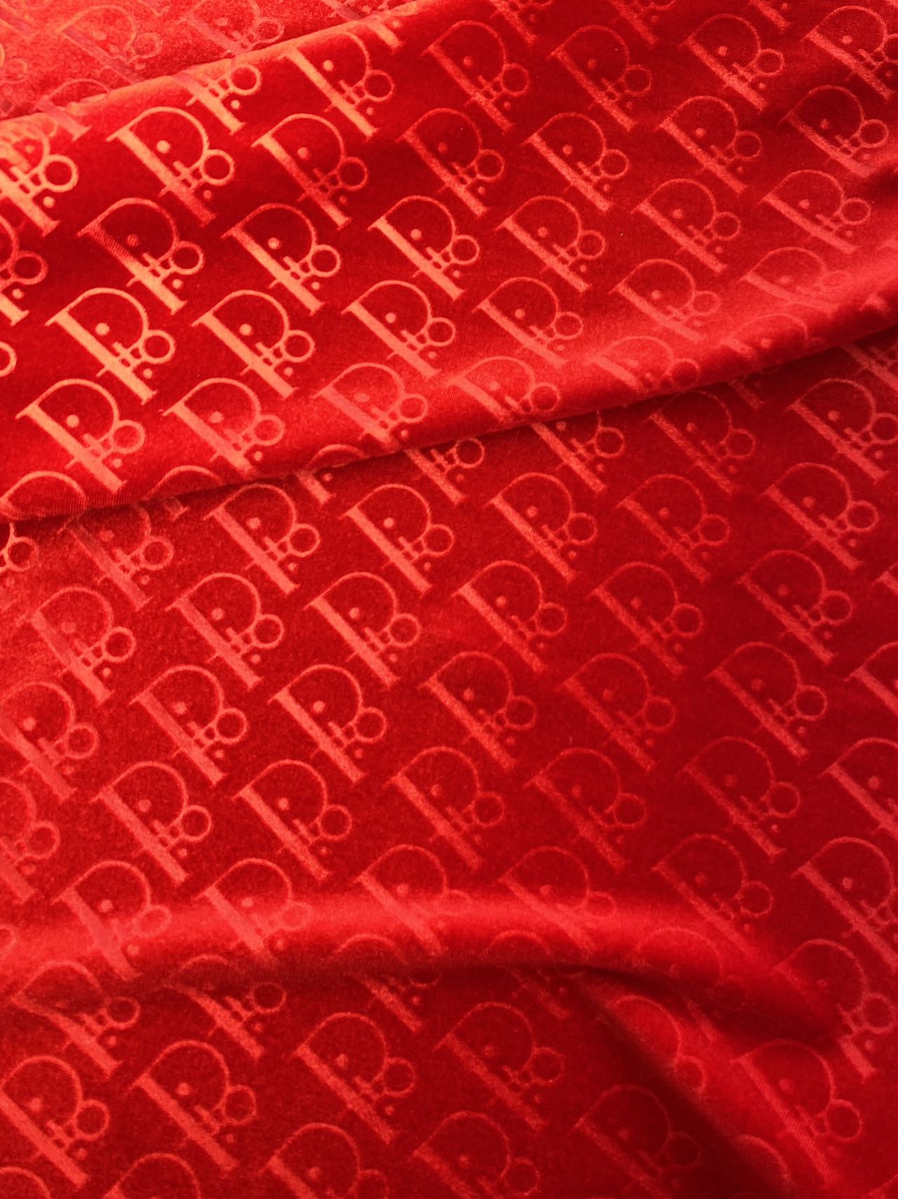 Red Dior Velvet for Shoes Custom Sneakers Designer Fabric by the Yard