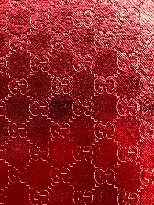 Red Shiny Soft Gucci Leather Fabric for Nail Art Shoes Custom Car Interior Upholstery