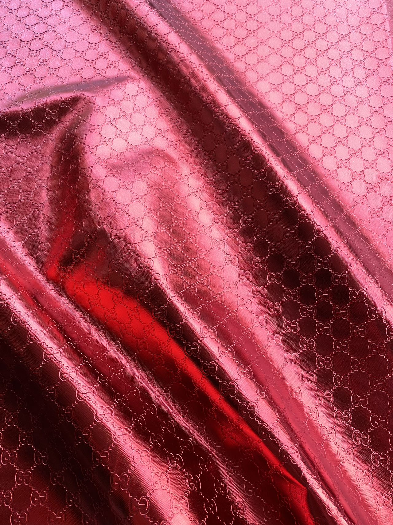 Red Shiny Soft Gucci Leather Fabric for Nail Art Shoes Custom Car Interior Upholstery