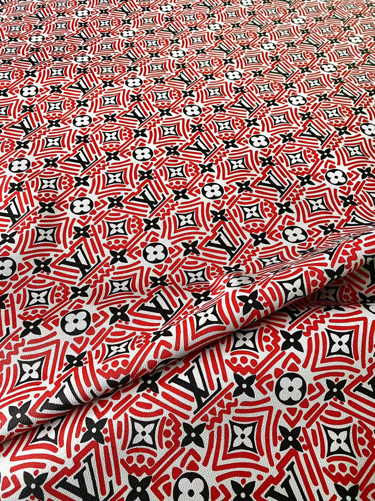 Red LV Louis Vuitton Vinyl Faux Leather for Shoes Sewing Project