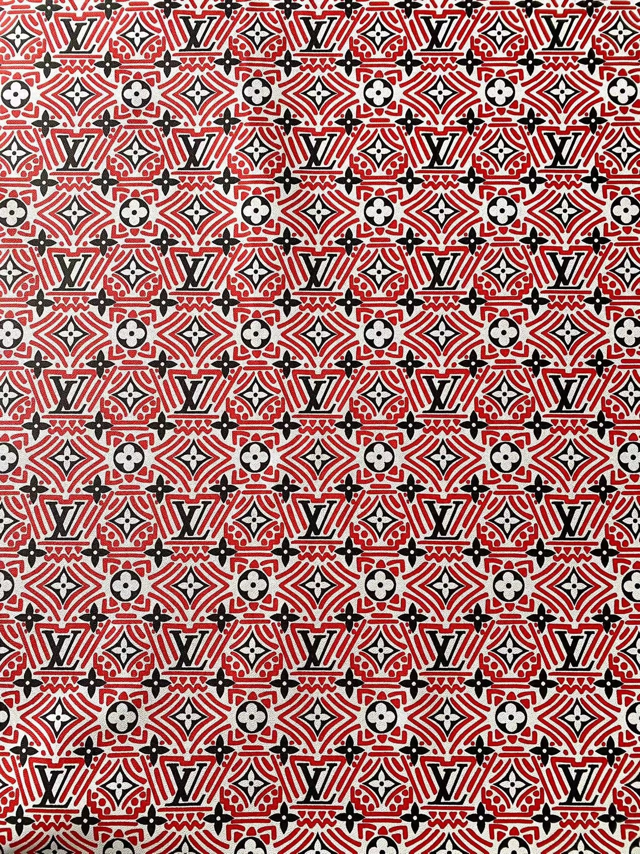 Red LV Louis Vuitton Vinyl Faux Leather for Shoes Sewing Project