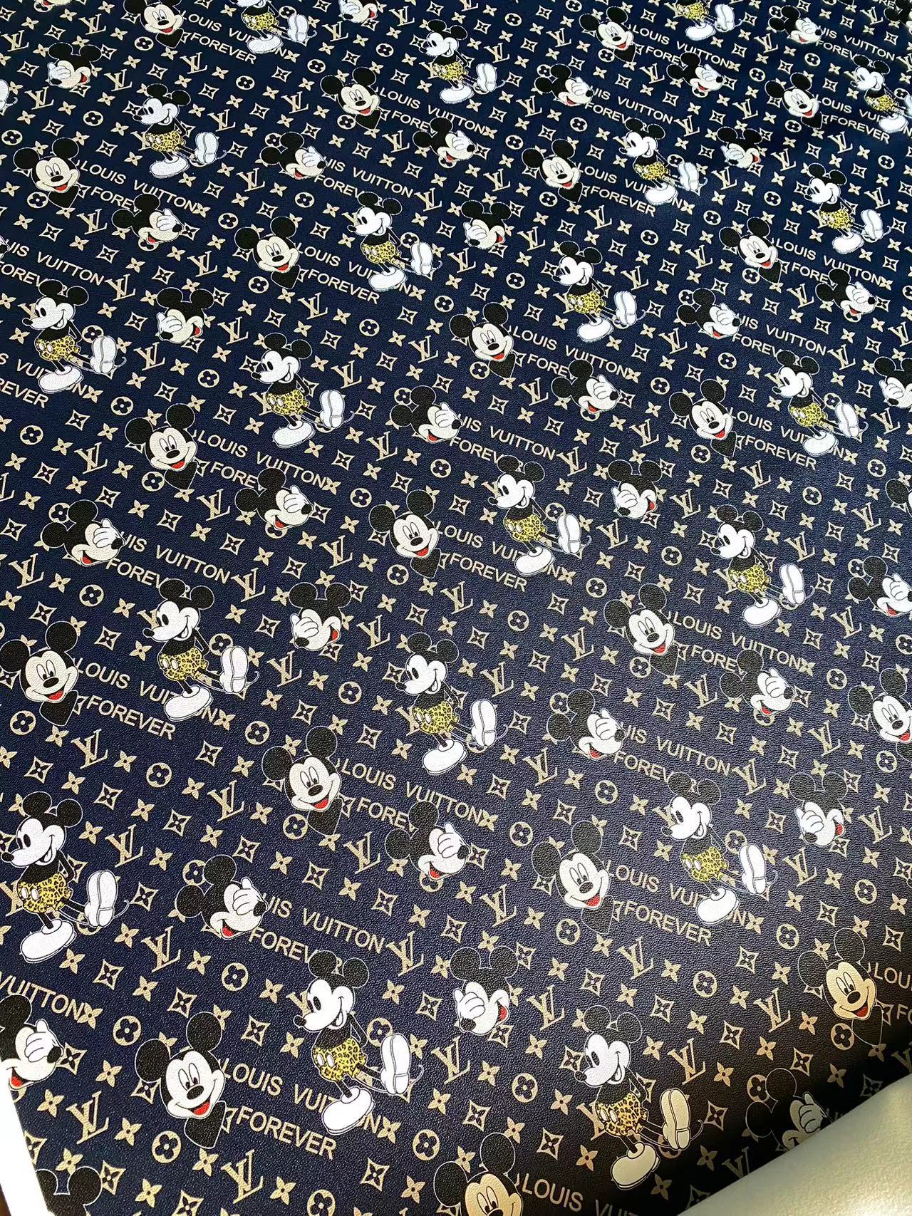 Mickey Mouse Cartoon Louis Vuitton Faux Leather for Custom Bags Sneaker