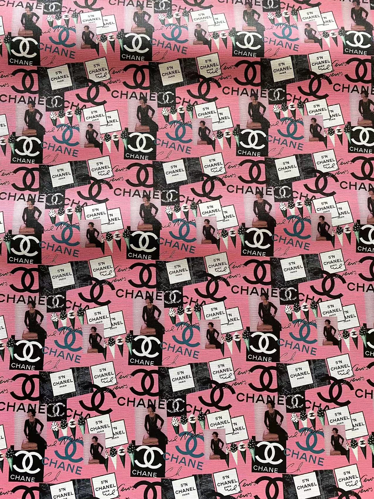 Coco Chanel Printing Faux Leather mingfabricstore for DIY Sewing