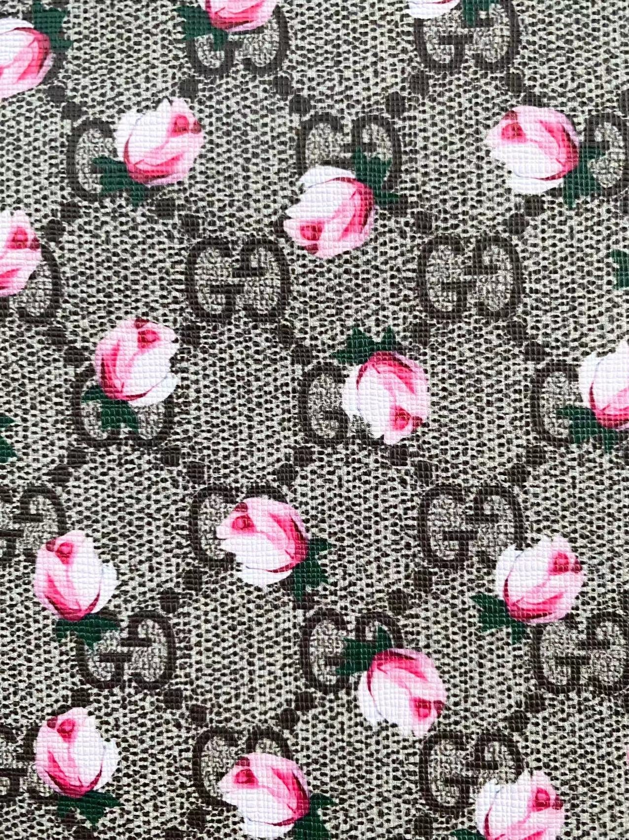 Gucci Flower Faux Leather Fabric for Sneakers Custom Shoes