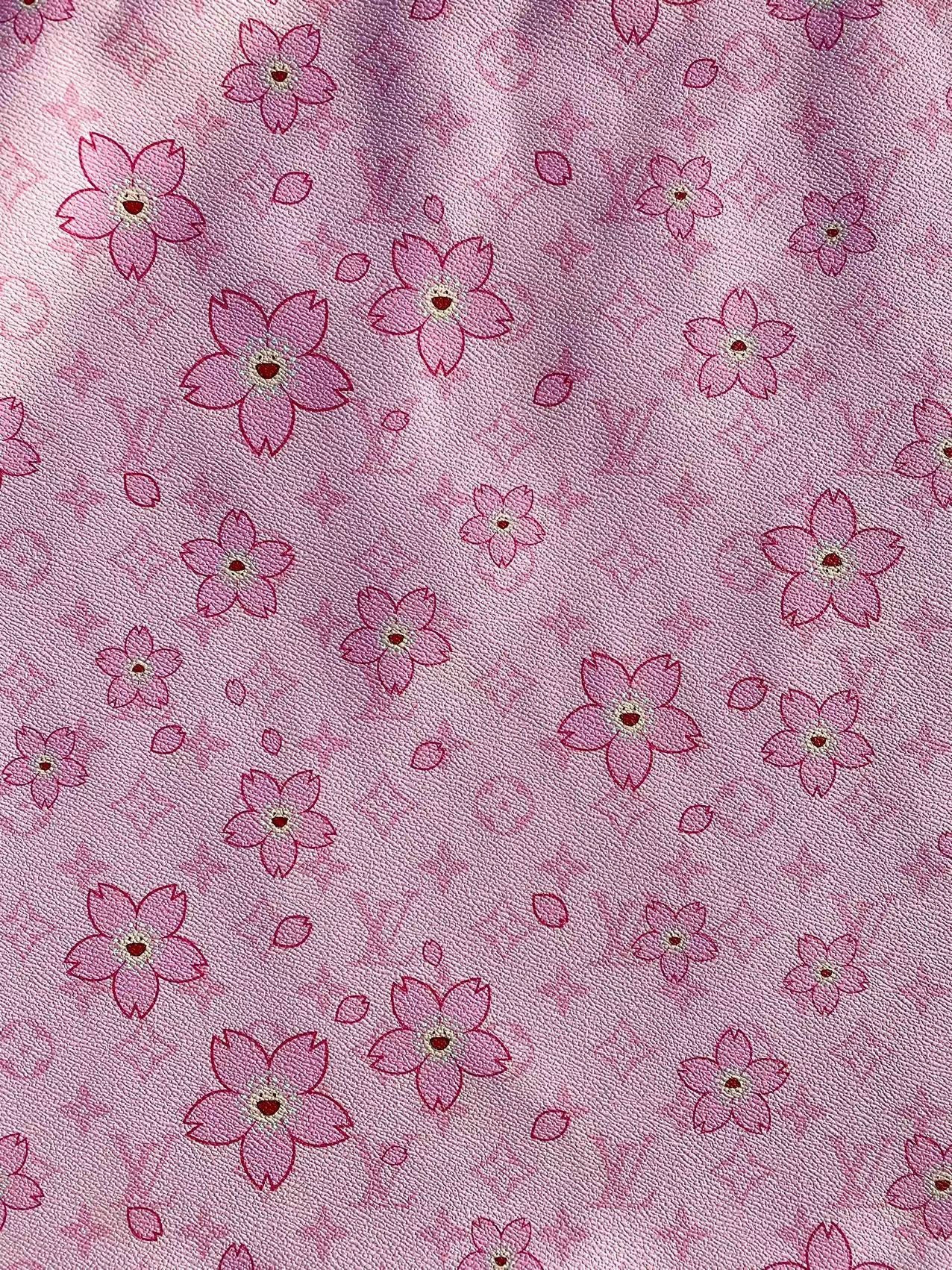 Pink MURAKAMI LV Cherry Blossom Faux Leather for Shoes DIY Project