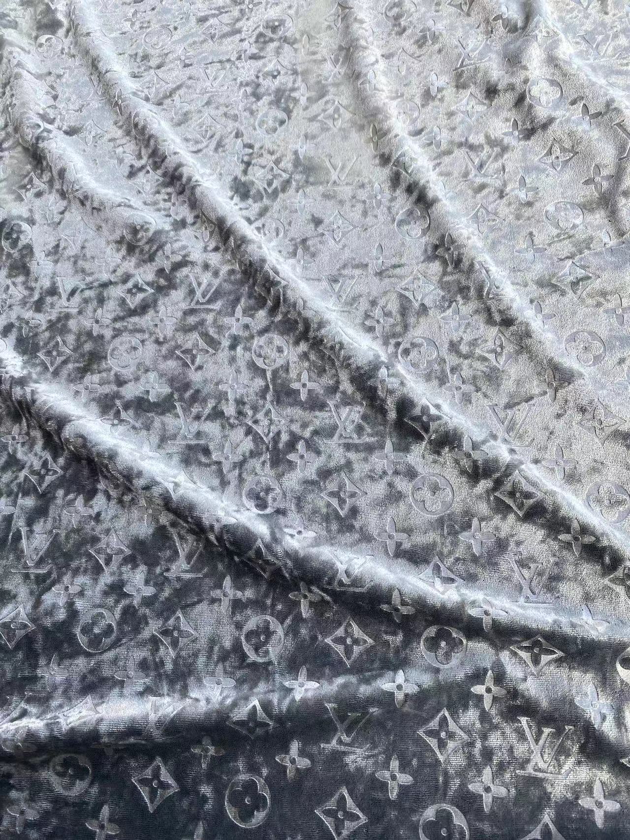 Shiny Silver Grey LV Velvet for Shoes