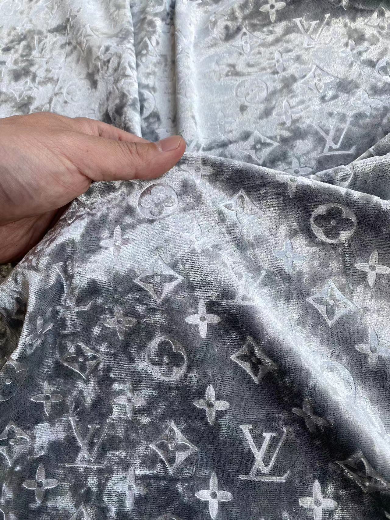 Shiny Silver Grey LV Velvet for Shoes