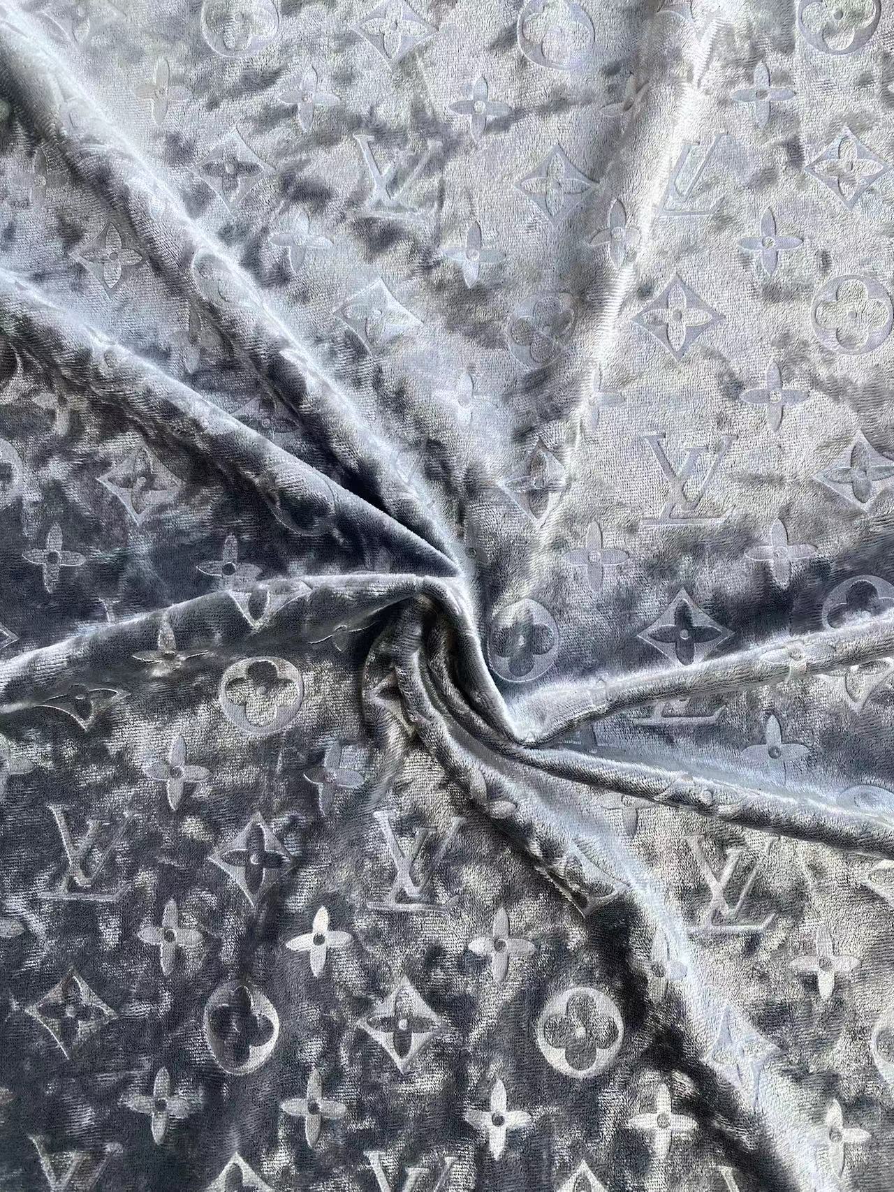 Shiny Silver Grey LV Velvet for Shoes