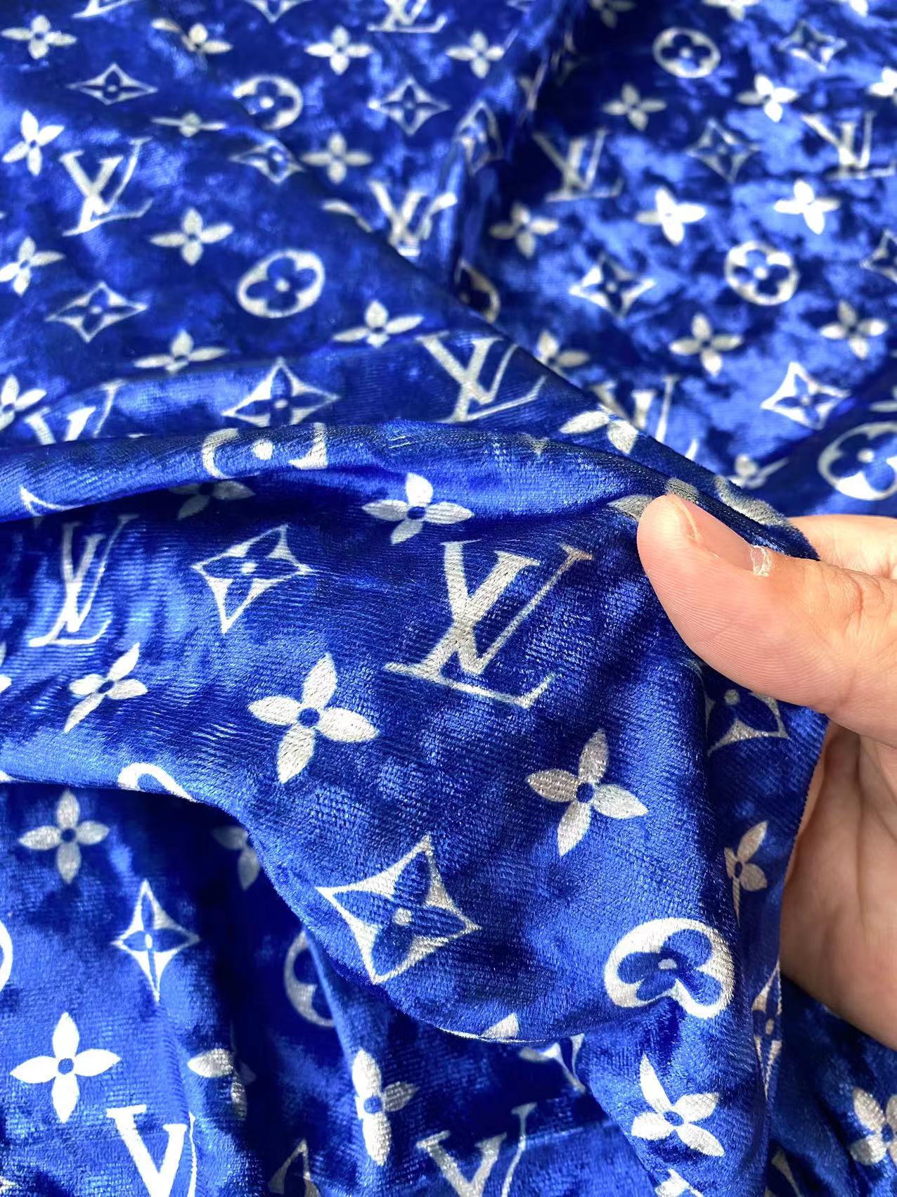 Royal Blue Luxury Louis Vuitton Velvet Fabric for Bespoke Car Wrap