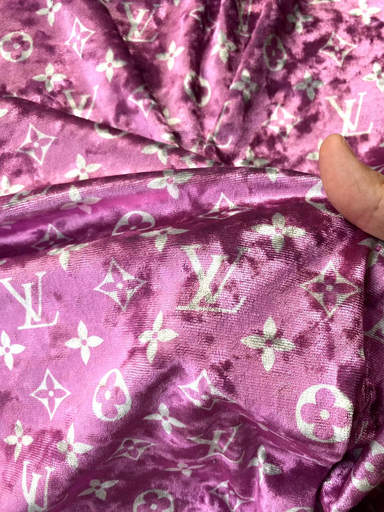 Luxury Fabric Hot Pink Louis Vuitton Velvet Fabric for Bespoke Car Wrap