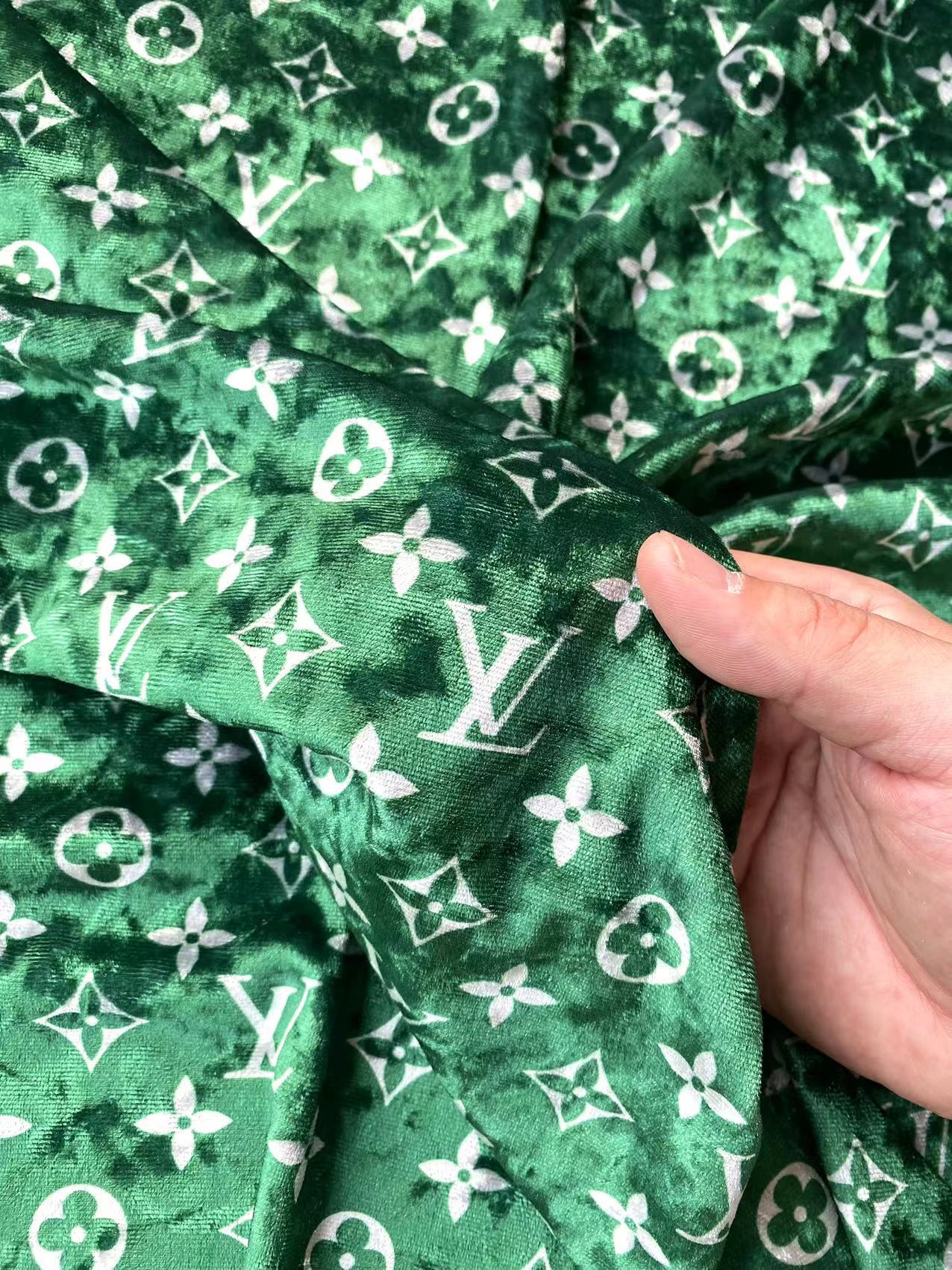 Deep Green Luxury Louis Vuitton Velvet Fabric for Bespoke Car Wrap