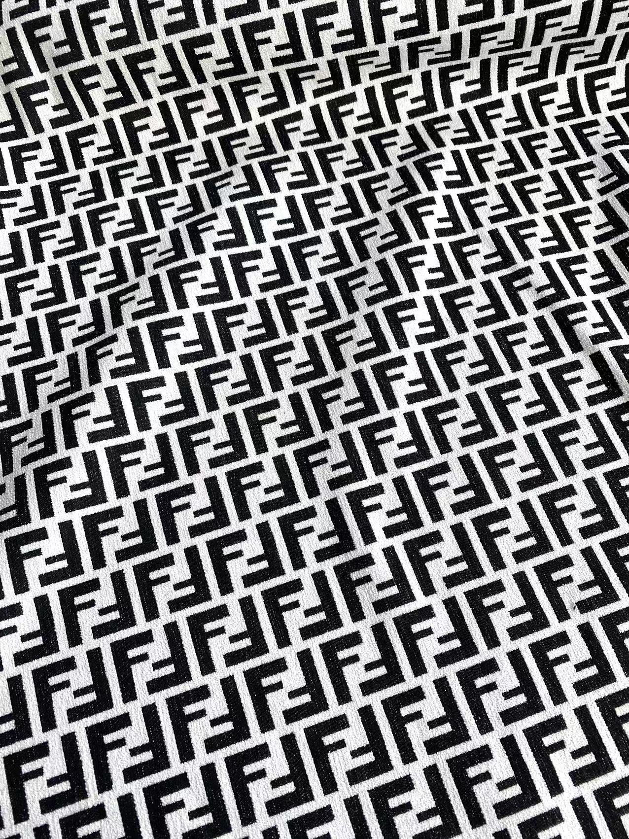 Black White Chenille Fendi Designer Fabric for Sewing Upholstery Projects