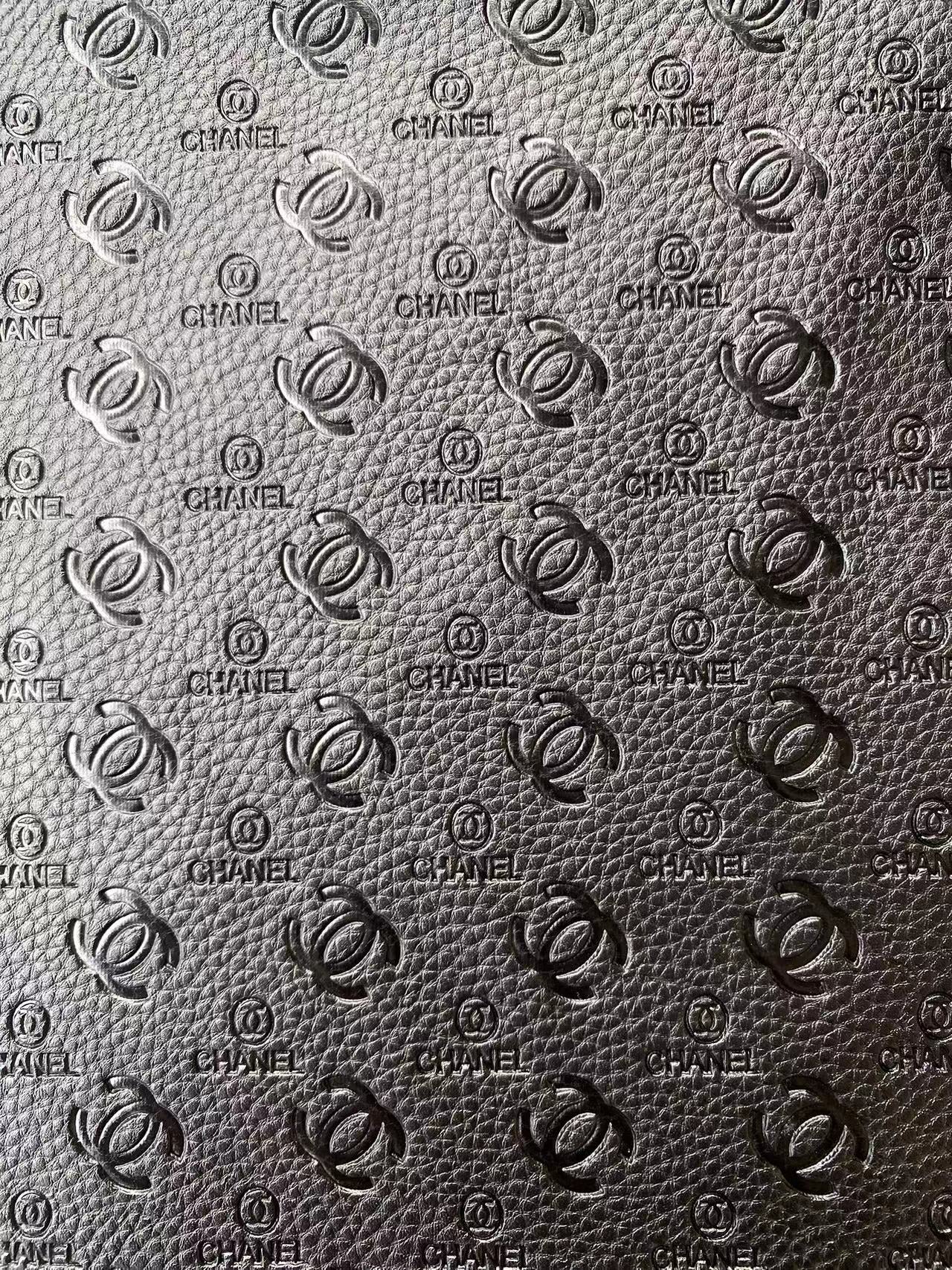 Premium Embossed Black Chanel Leather for Handmade Sewing Sneakers