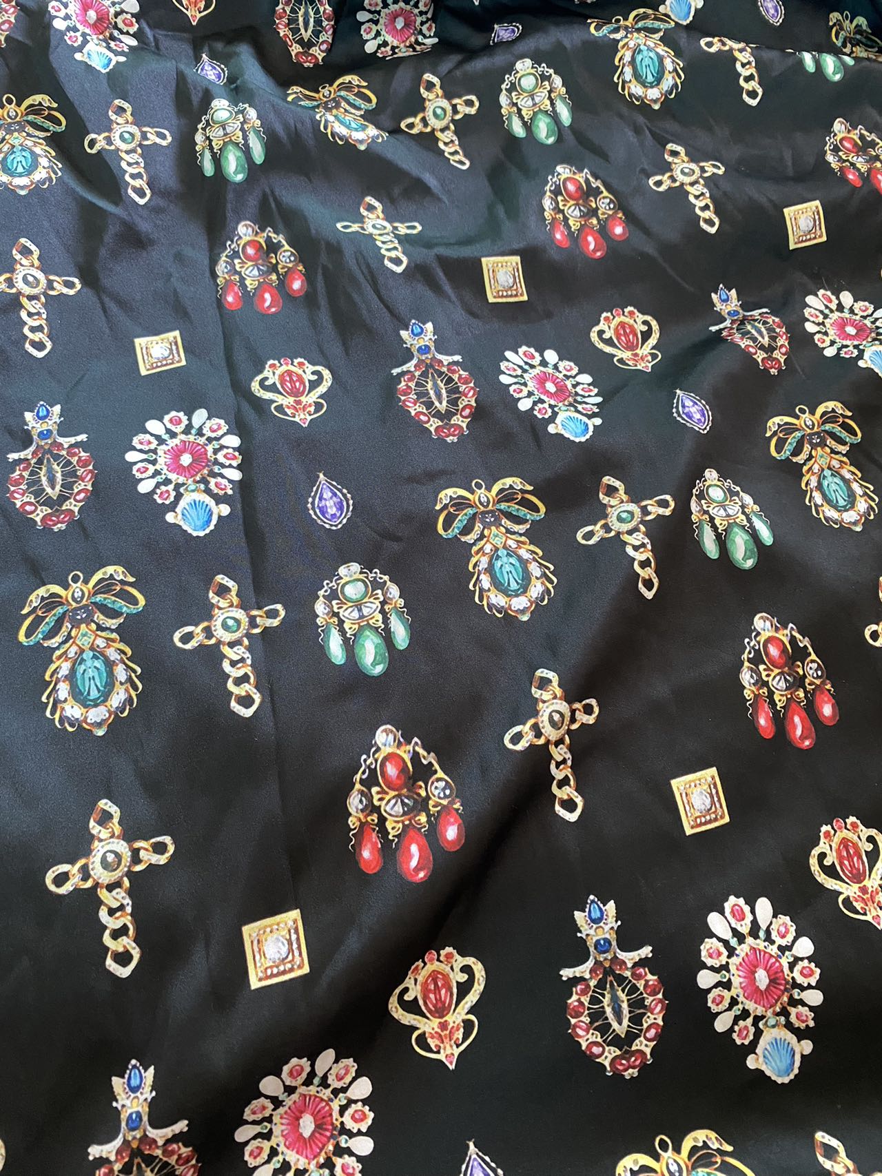 Jewelry Printing Designer Versace Satin Fabric for Summer Shirt