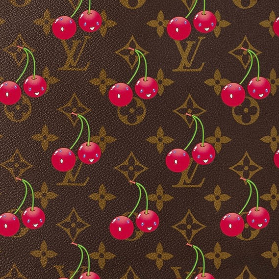 Classic Brown LV Cherry Designer Leather for Sewing Project