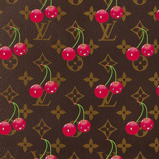 Classic Brown LV Cherry Designer Leather for Sewing Project