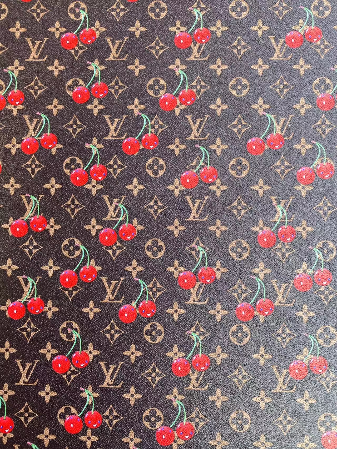 Classic Brown LV Cherry Designer Leather for Sewing Project
