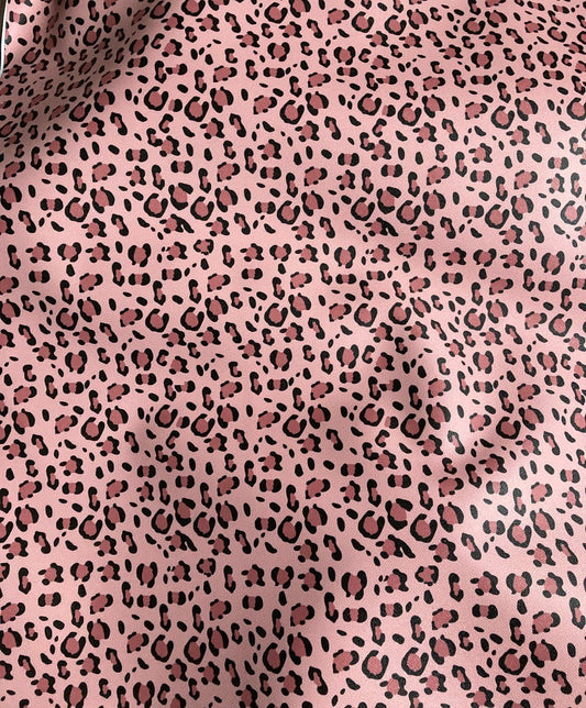 Pink Leopard Leather Fabric for Custom Shoes Bag