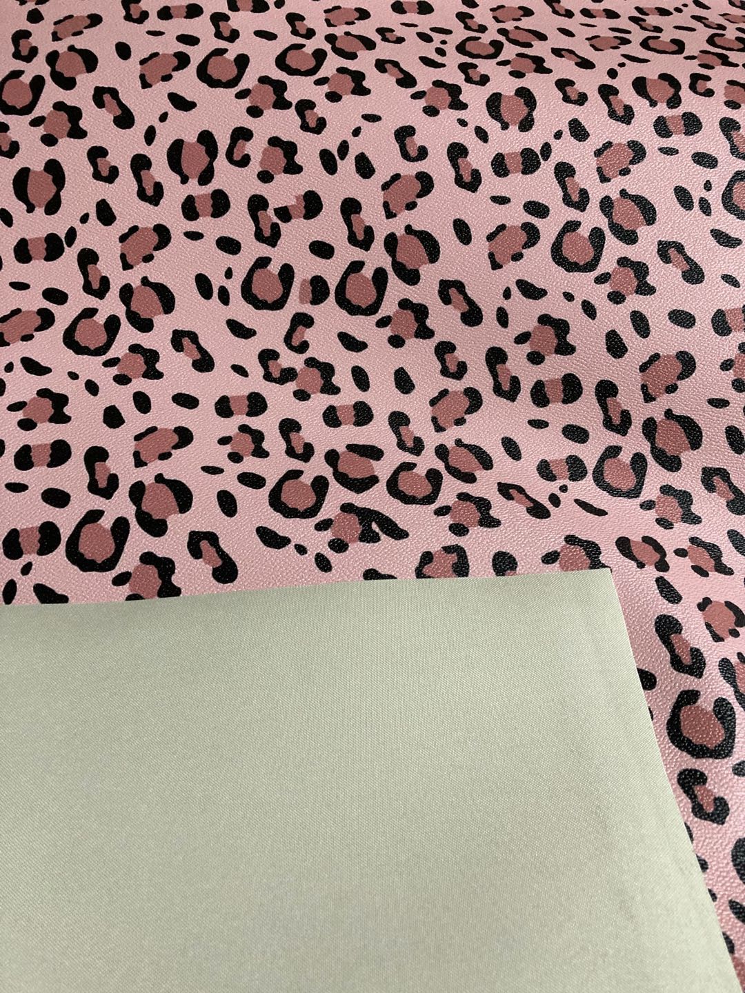 Pink Leopard Leather Fabric for Custom Shoes Bag