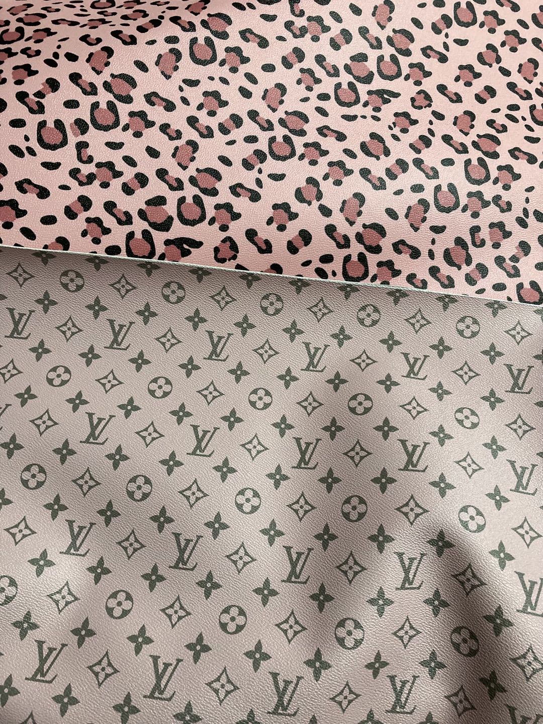 Pink Leopard Leather Fabric for Custom Shoes Bag