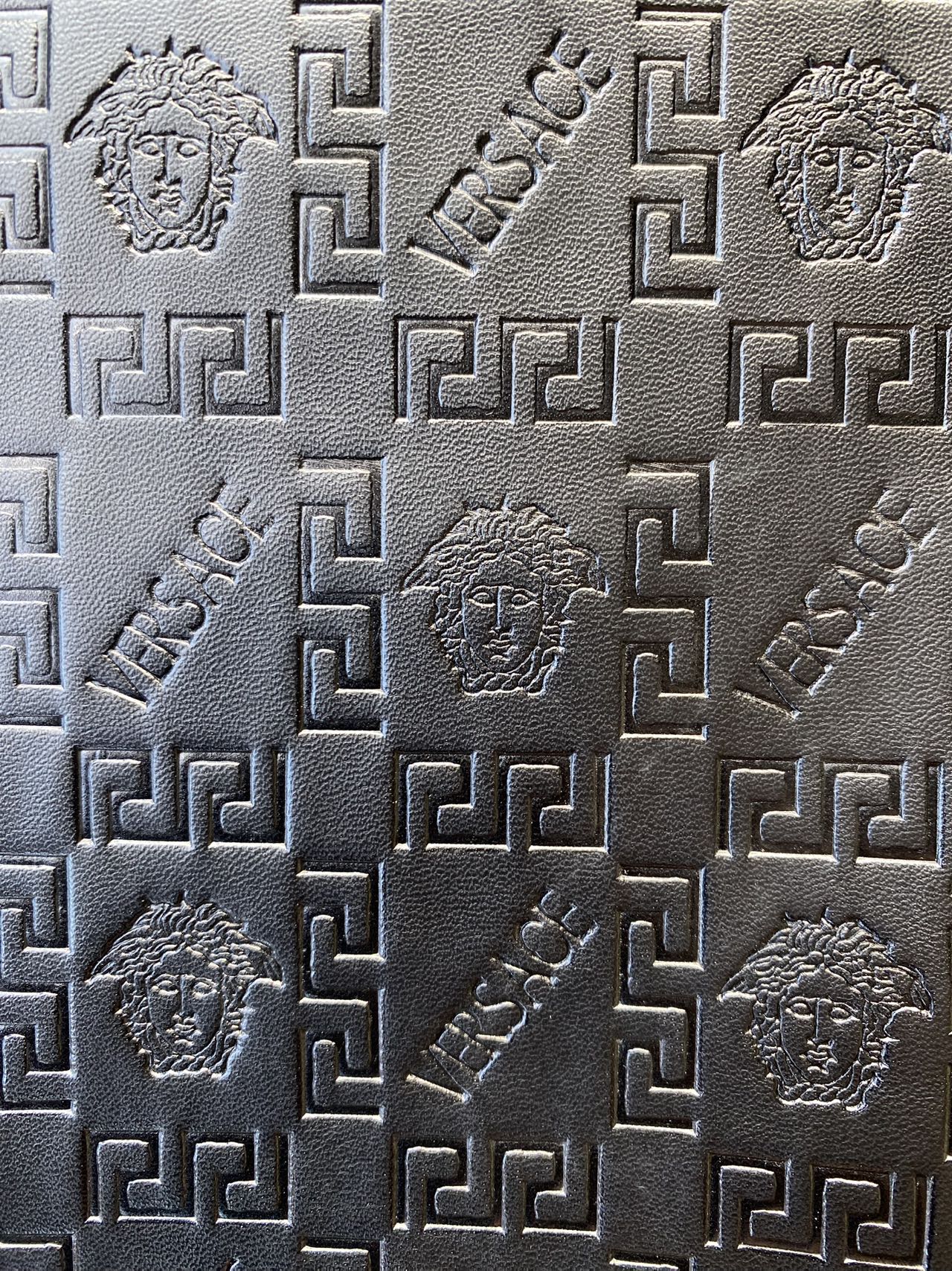 Black Embossed Versace Upholstery Leather for Car interior Sneakers