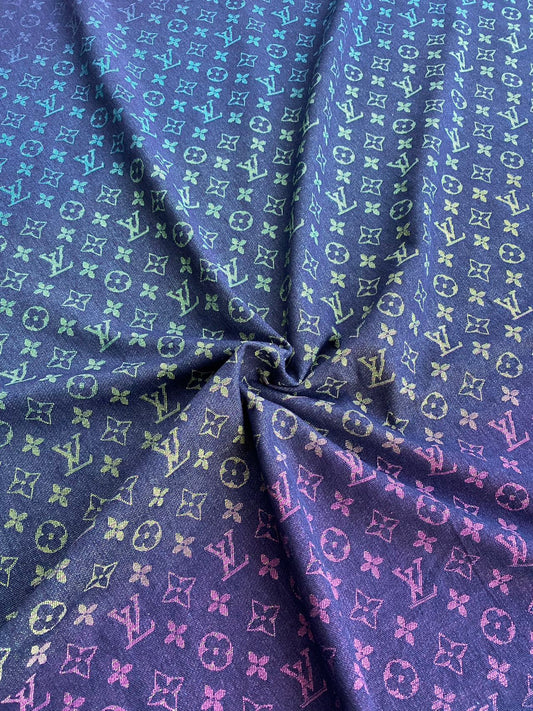 Rainbow Colorful Denim Designer Fabric Sold by Yard for Clothing Tailor Made Sneakerhead