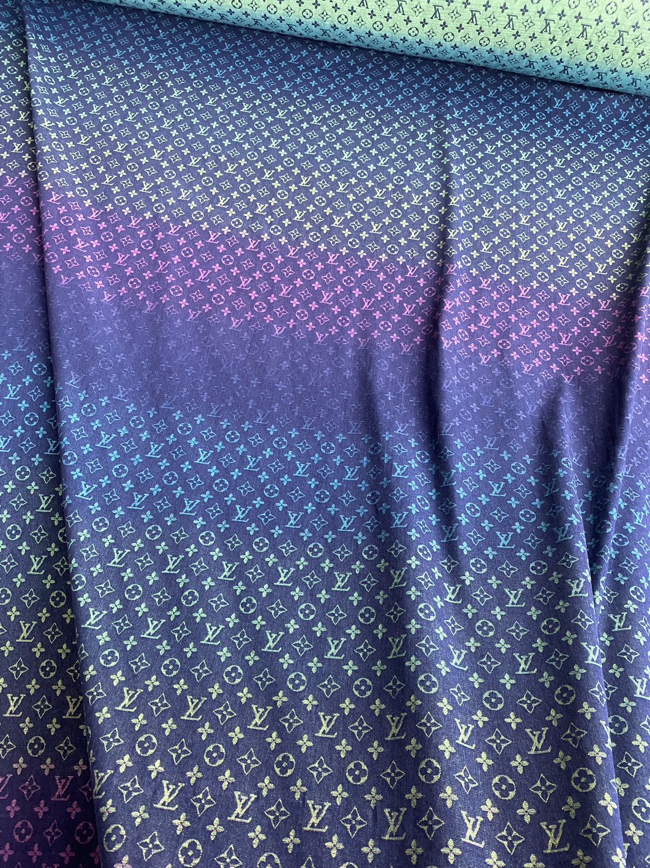 Rainbow Colorful Denim Designer Fabric Sold by Yard for Clothing Tailor Made Sneakerhead