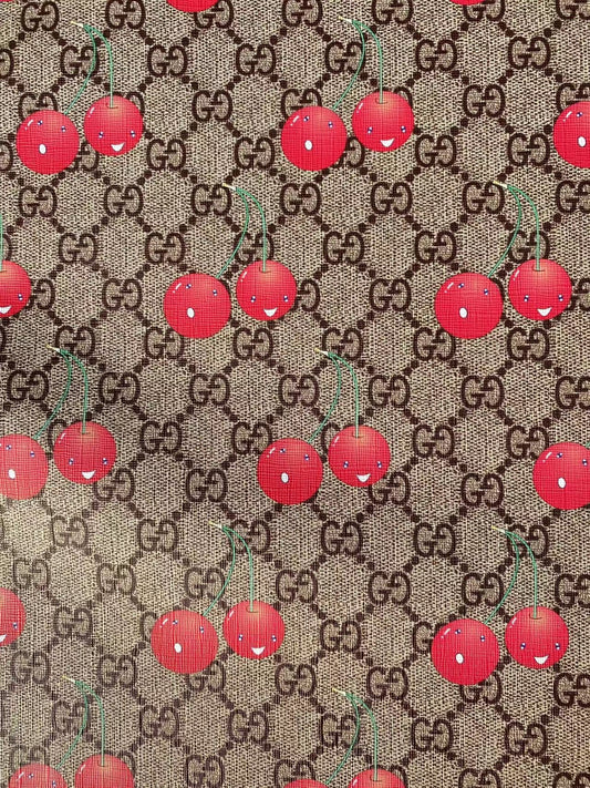 Gucci Cherry Designer Custom DIY Leather Fabric