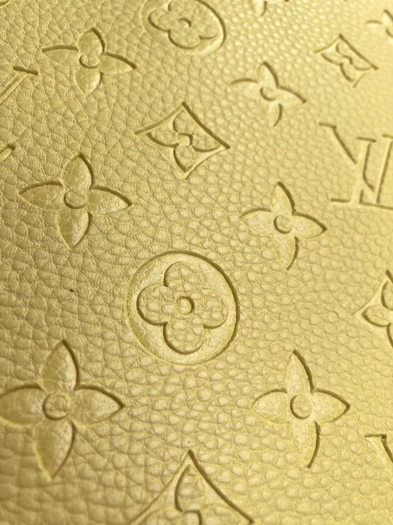 Light Yellow Embossed LV Leather for Custom Sneakers Upholstery