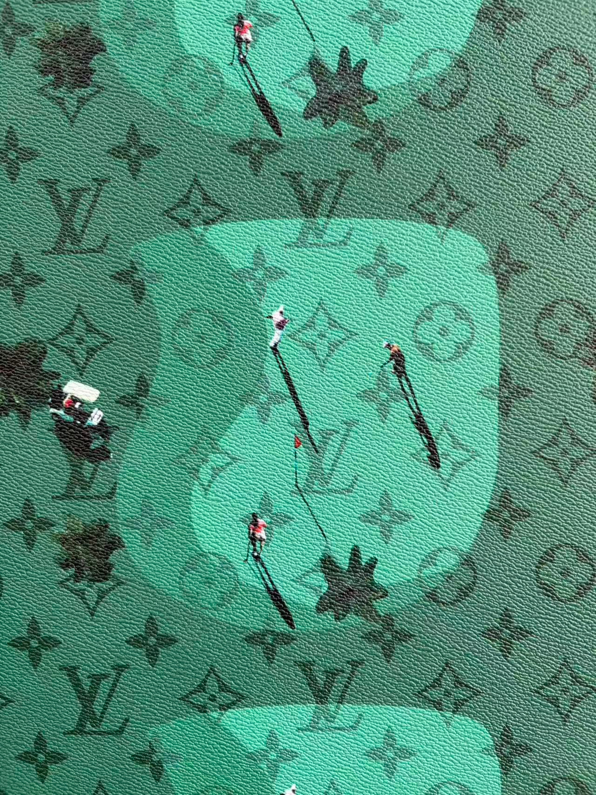 Green Golf Louis Vuitton Leather Sheet for DIY Crafts Custom Projects