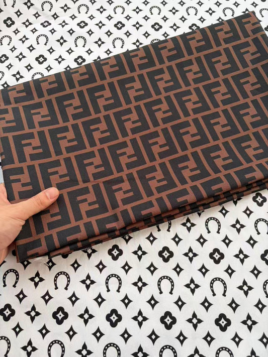 Brown Fendi Cotton Sewing Fabric for DIY Custom Crafts Projects