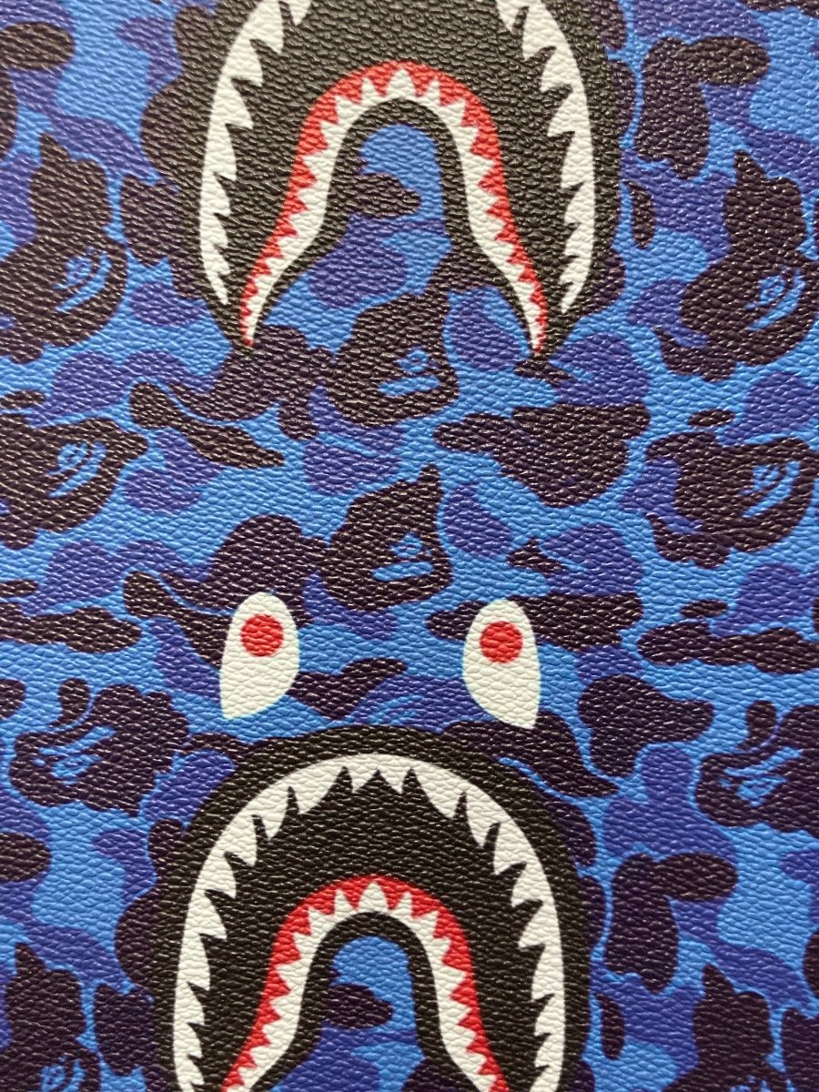 Bape Vinyl Fashion Shark Camo Custom Handmade Sneaker Leather - mingfabricstore