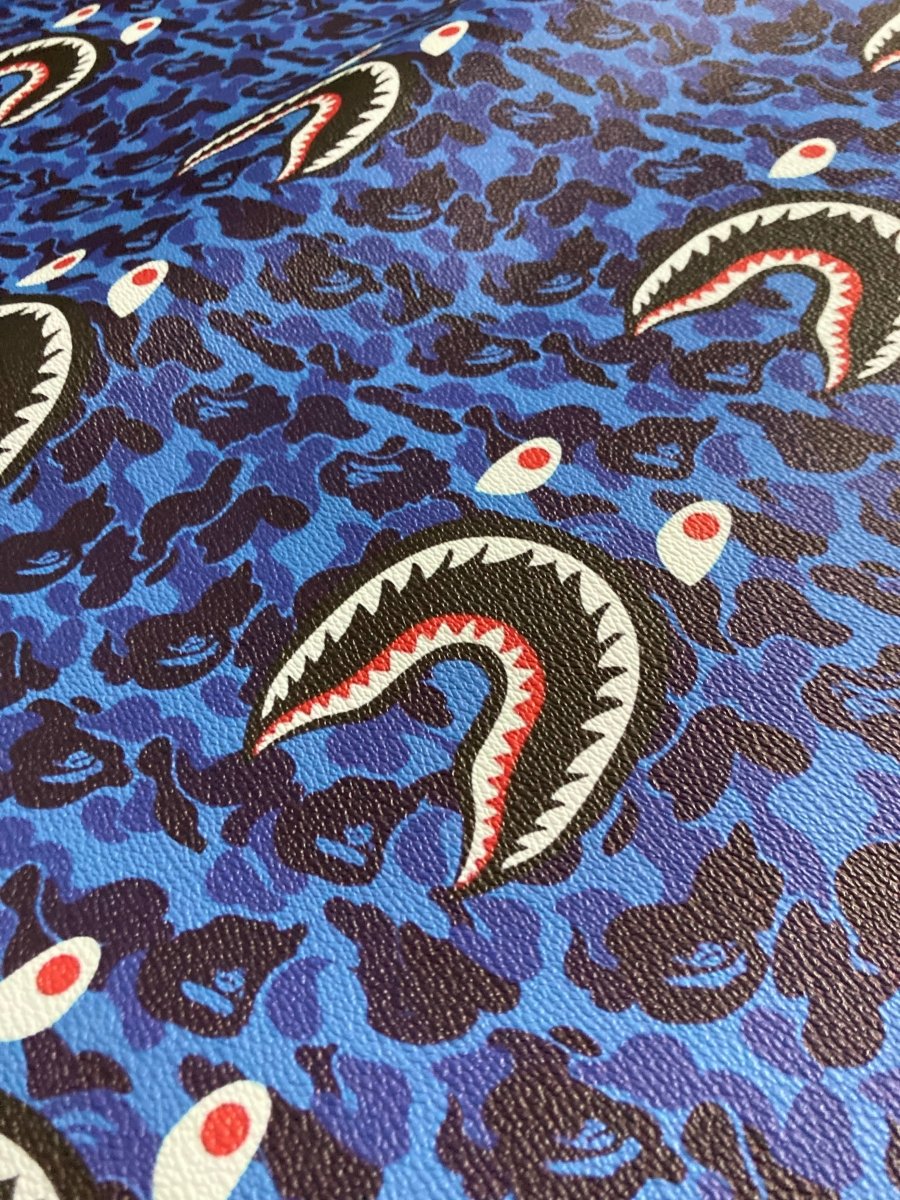Bape Vinyl Fashion Shark Camo Custom Handmade Sneaker Leather - mingfabricstore