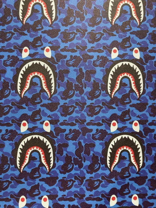 Bape Vinyl Fashion Shark Camo Custom Handmade Sneaker Leather - mingfabricstore
