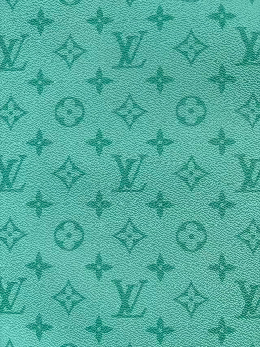 Light Green Louis Vuitton Leather Sheet Designer Fabric for Crafts DIY Hobbylobby