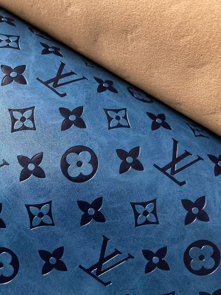 Beautiful Vintage Blue Embossed LV for Custom Sofa Furniture - mingfabricstore