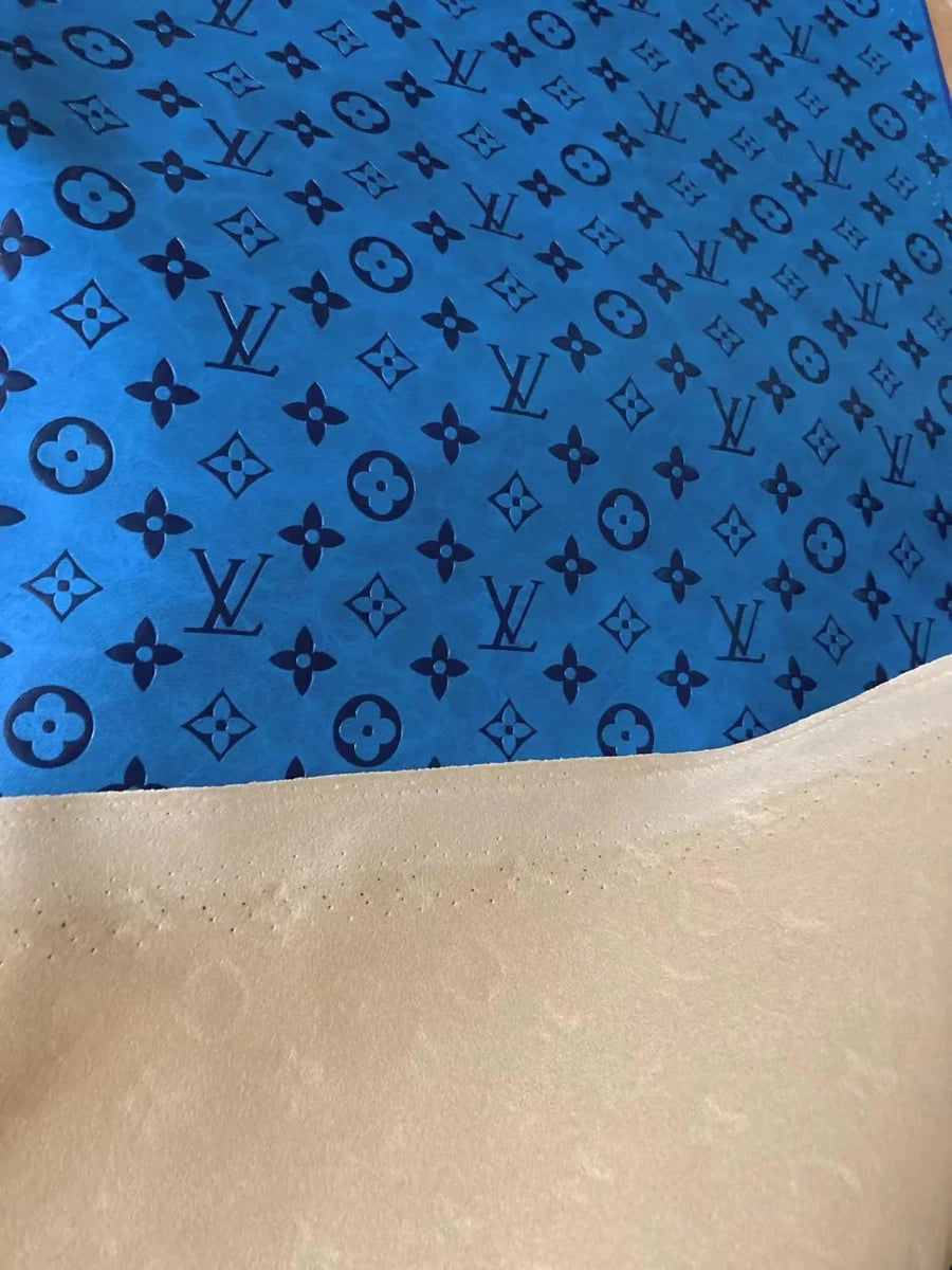 Beautiful Vintage Blue Embossed LV for Custom Sofa Furniture - mingfabricstore