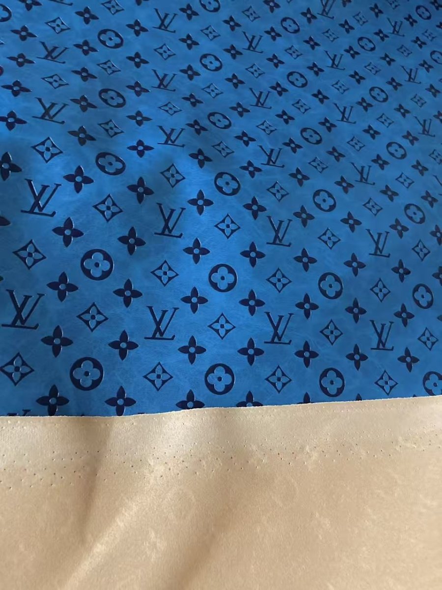 Beautiful Vintage Blue Embossed LV for Custom Sofa Furniture - mingfabricstore