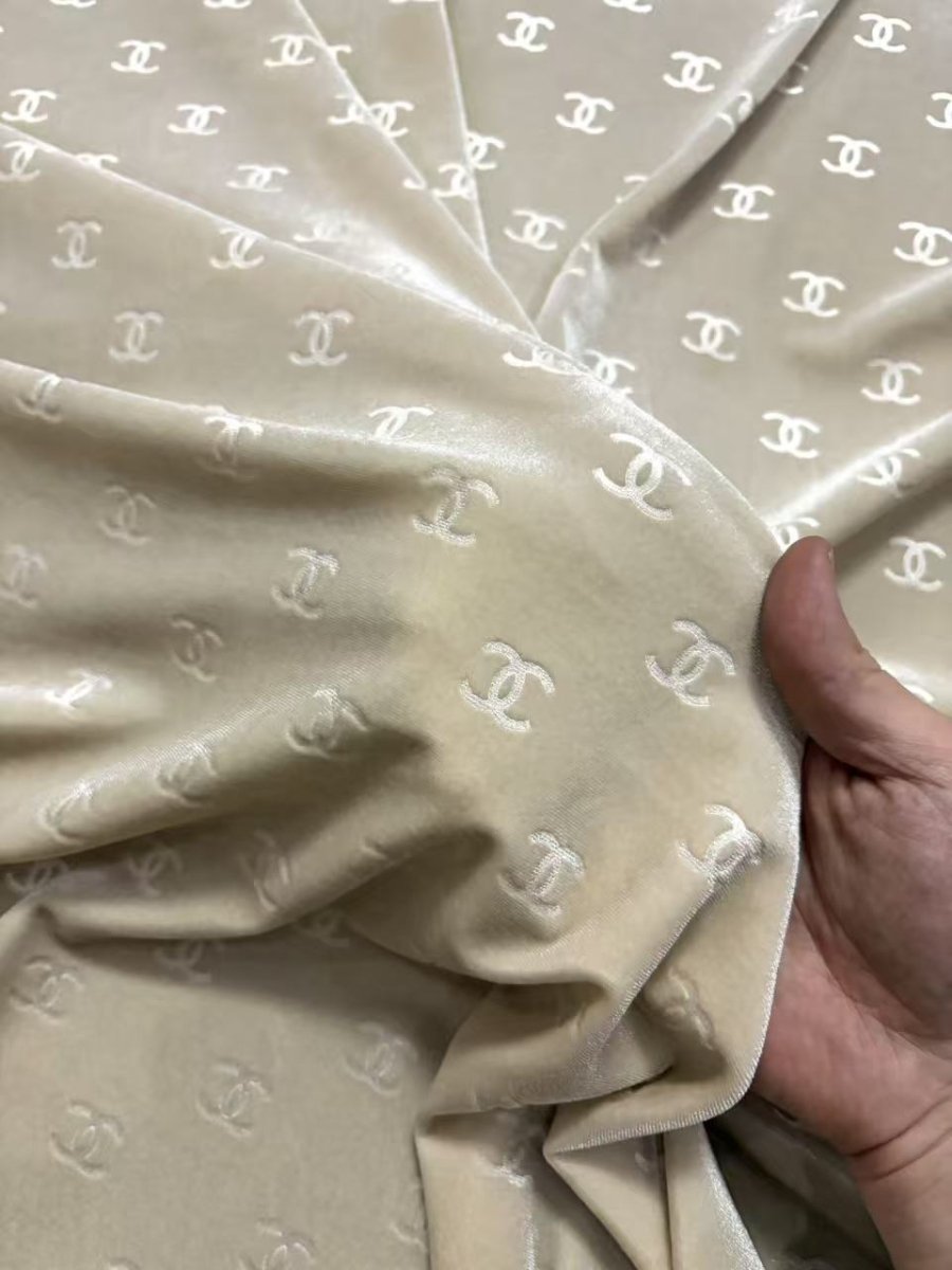 Beige Chanel Velvet Designer Fabric for Sewing Car Upholstery Interior Sneakers - mingfabricstore