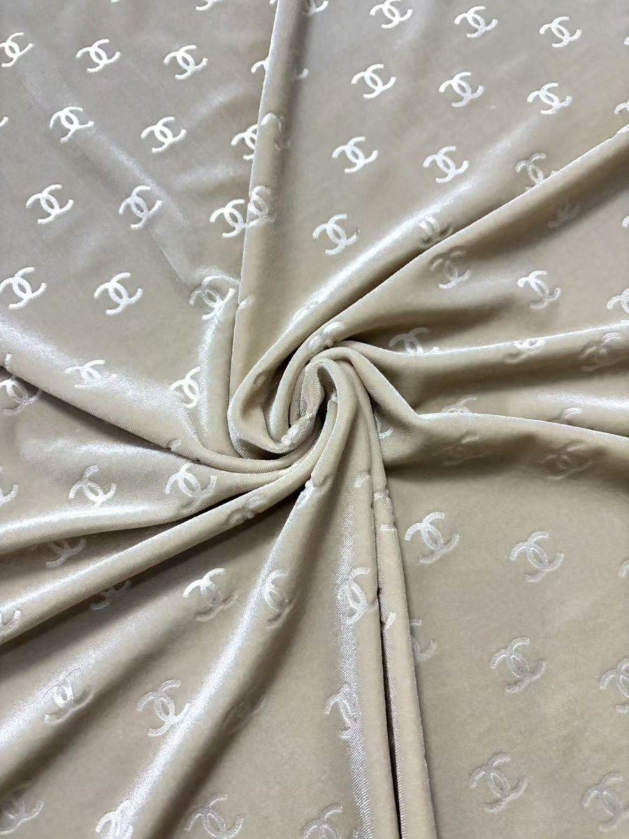 Beige Chanel Velvet Designer Fabric for Sewing Car Upholstery Interior Sneakers - mingfabricstore
