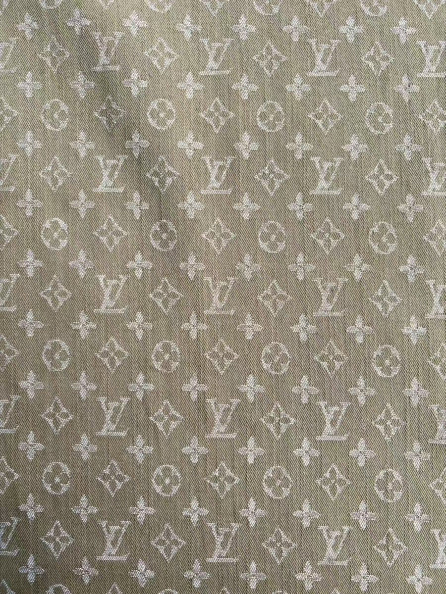 Beige Louis Vuitton Cotton Denim Designer Fabric Sold by Yard - mingfabricstore