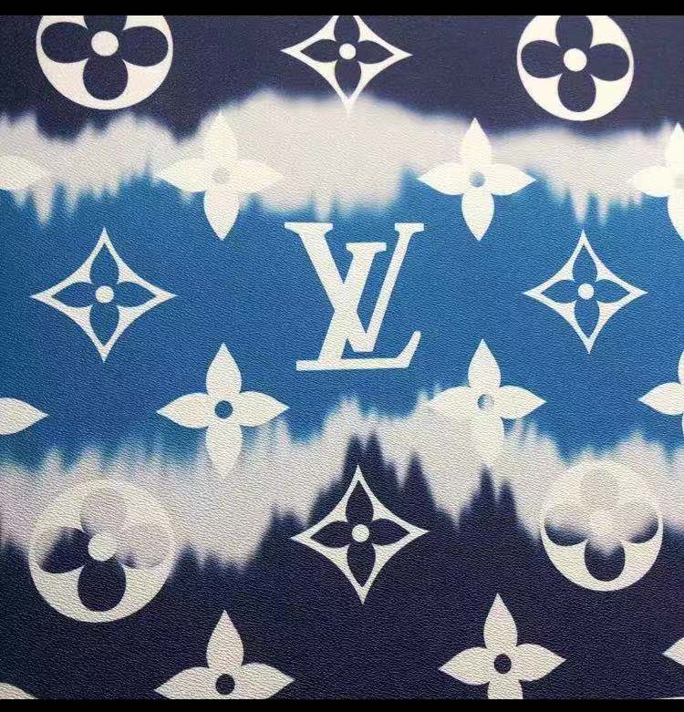 Big Letter Blue LV Leather Fabric for Bag - mingfabricstore