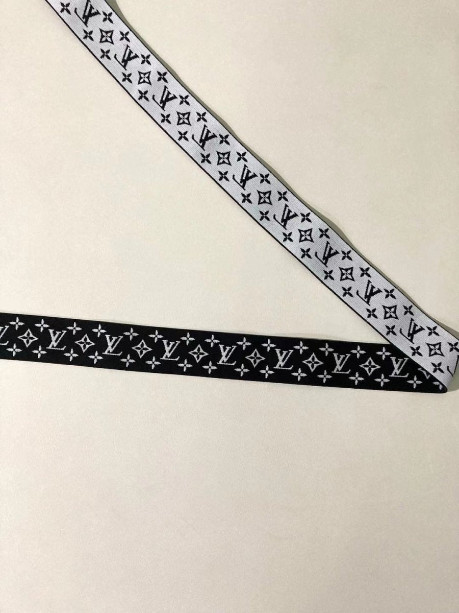 Black and White LV Elastic Straps - mingfabricstore