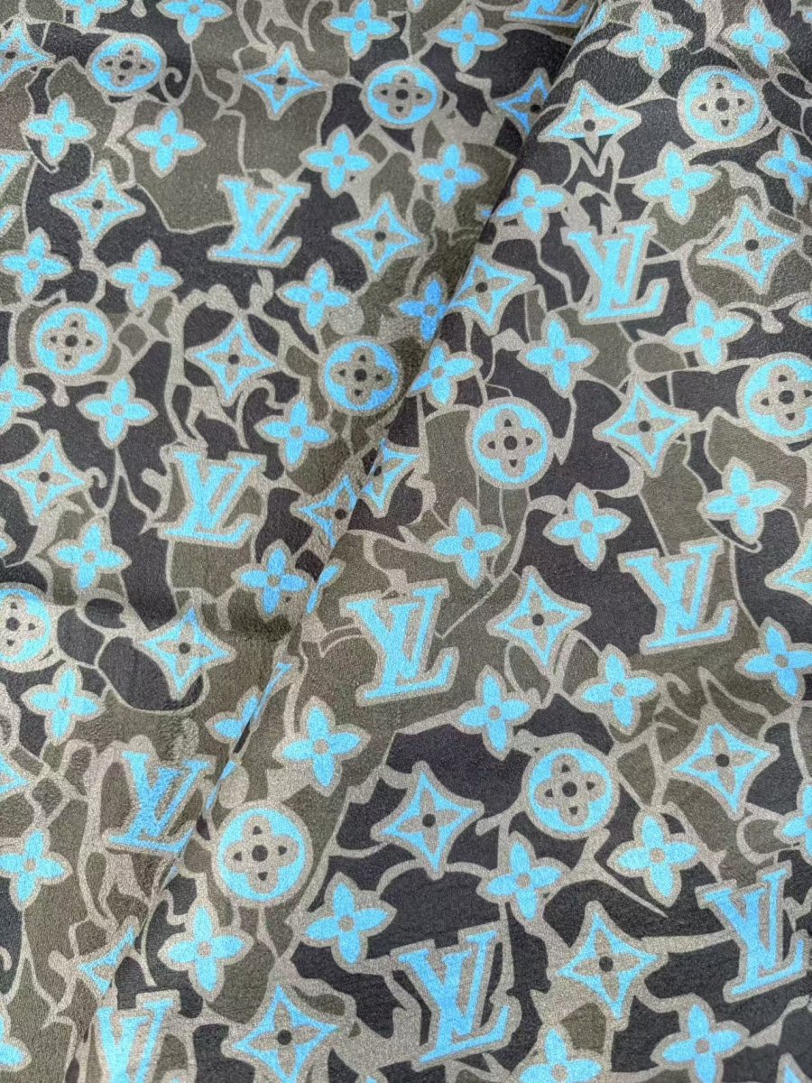 Black Blue LV Camo Suede Wrap Velvet Upholstery Fabric for Speaker Cover - mingfabricstore