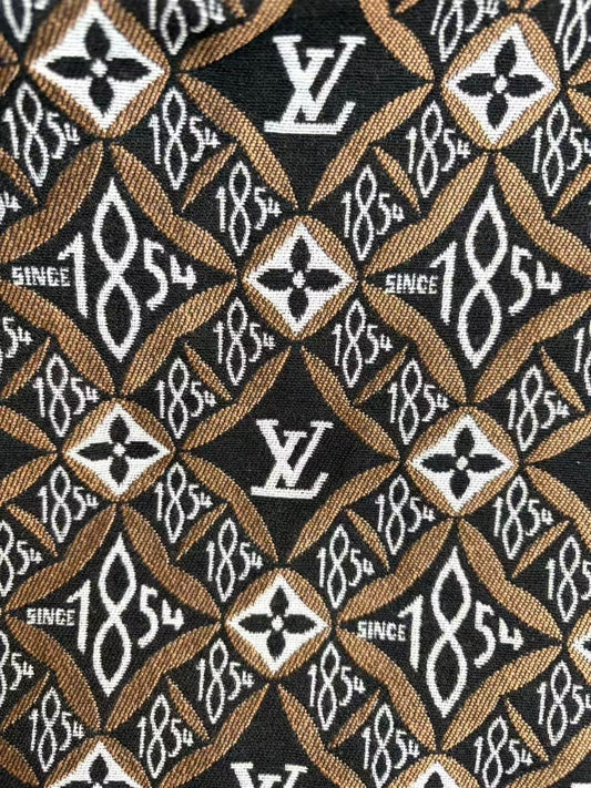 Black Brown Jacquard 1854 LV Sewing Fabric Sold by Yard - mingfabricstore