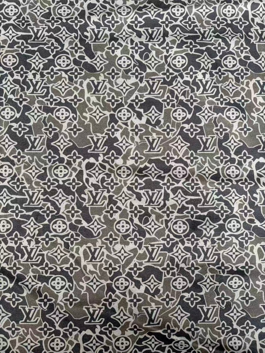 Black Camo LV Wrap Suede Velvet Fabric for DIY Upholstery - mingfabricstore
