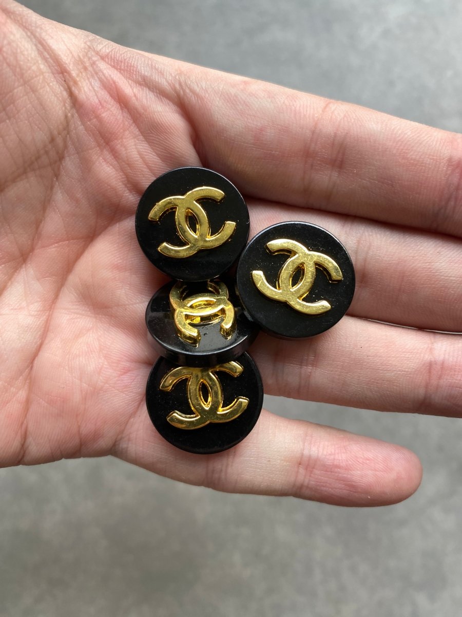 Black Chanel Clothing Button Accessory for Handmade DIY Craft Projects Apparel Bespoke - mingfabricstore